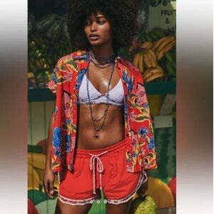 Free People Coastal Cruise Shorts Red Large NWT! $98